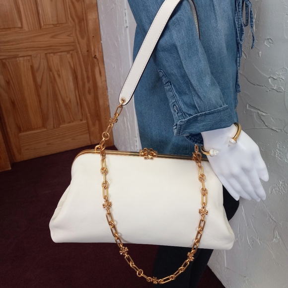 Tory Burch Cleo Shoulder Bag in New Ivory, Large size Frame bag. - Picture 10 of 16